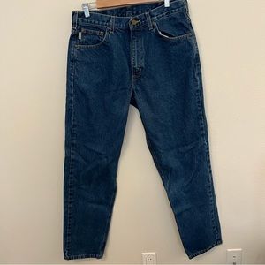 Carhartt B17 Blue Denim Relaxed Fit 5 Pocket Tapered Leg Jean 34x32 High Rise